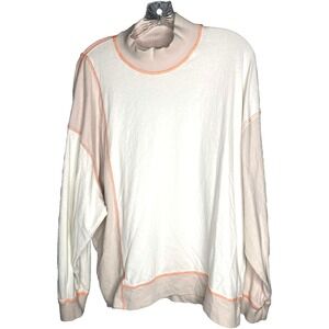 Anthropologie BDG Women's Ivory/Taupe Color Block Long Sleeve‎ Tee Size Small
